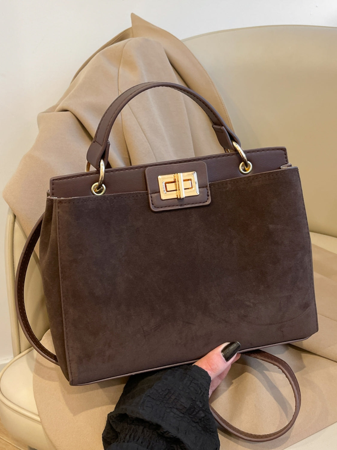 Atreoo – Solid Color Handbag with Removable Strap