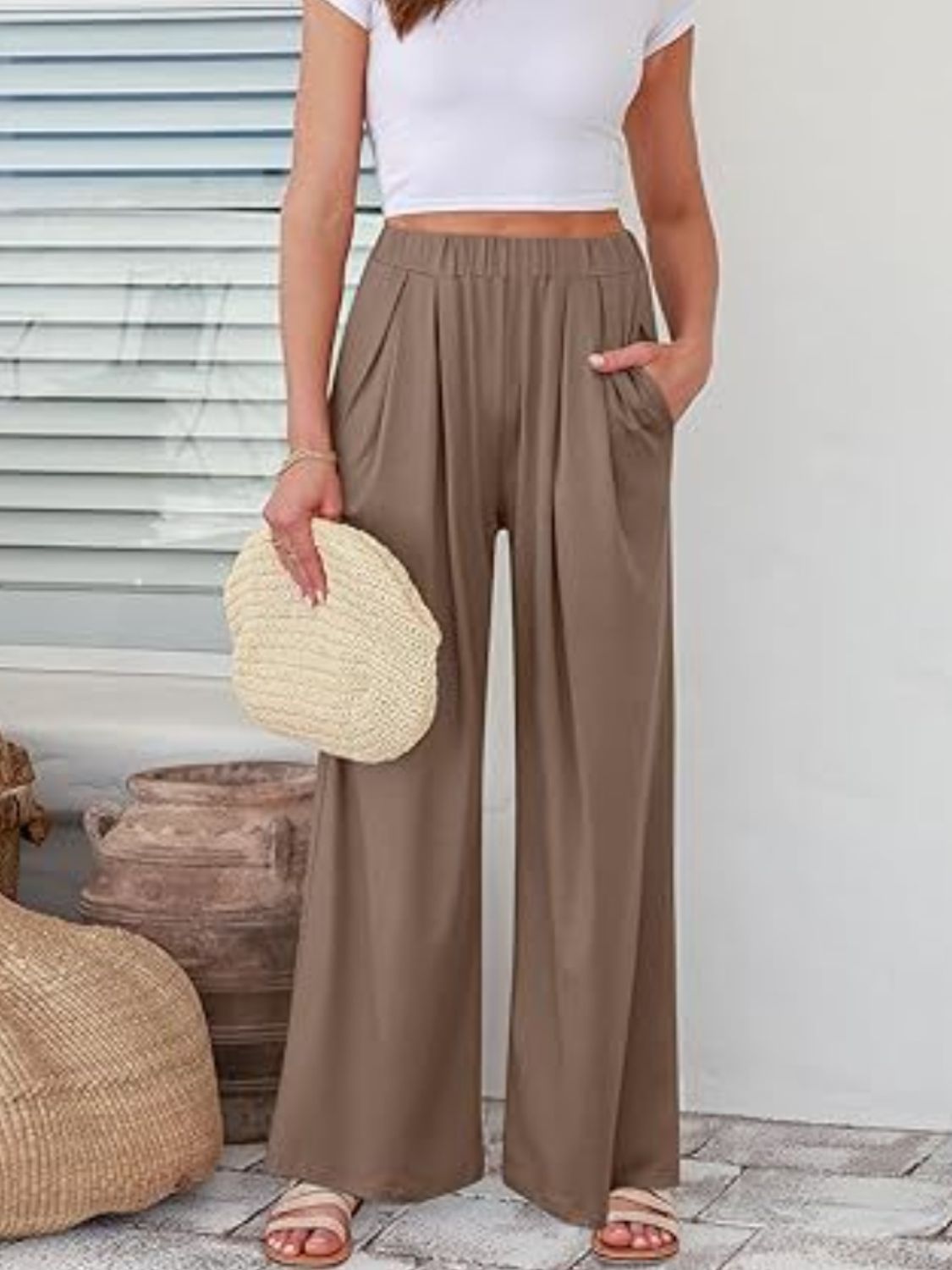 Atreoo – Elastic Waist Wide Leg Pants