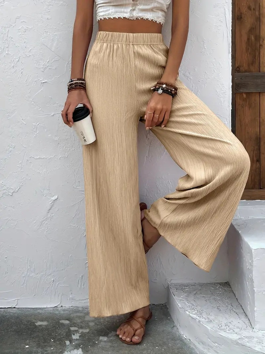 Atreoo – Full Size High Waist Wide Leg Pants