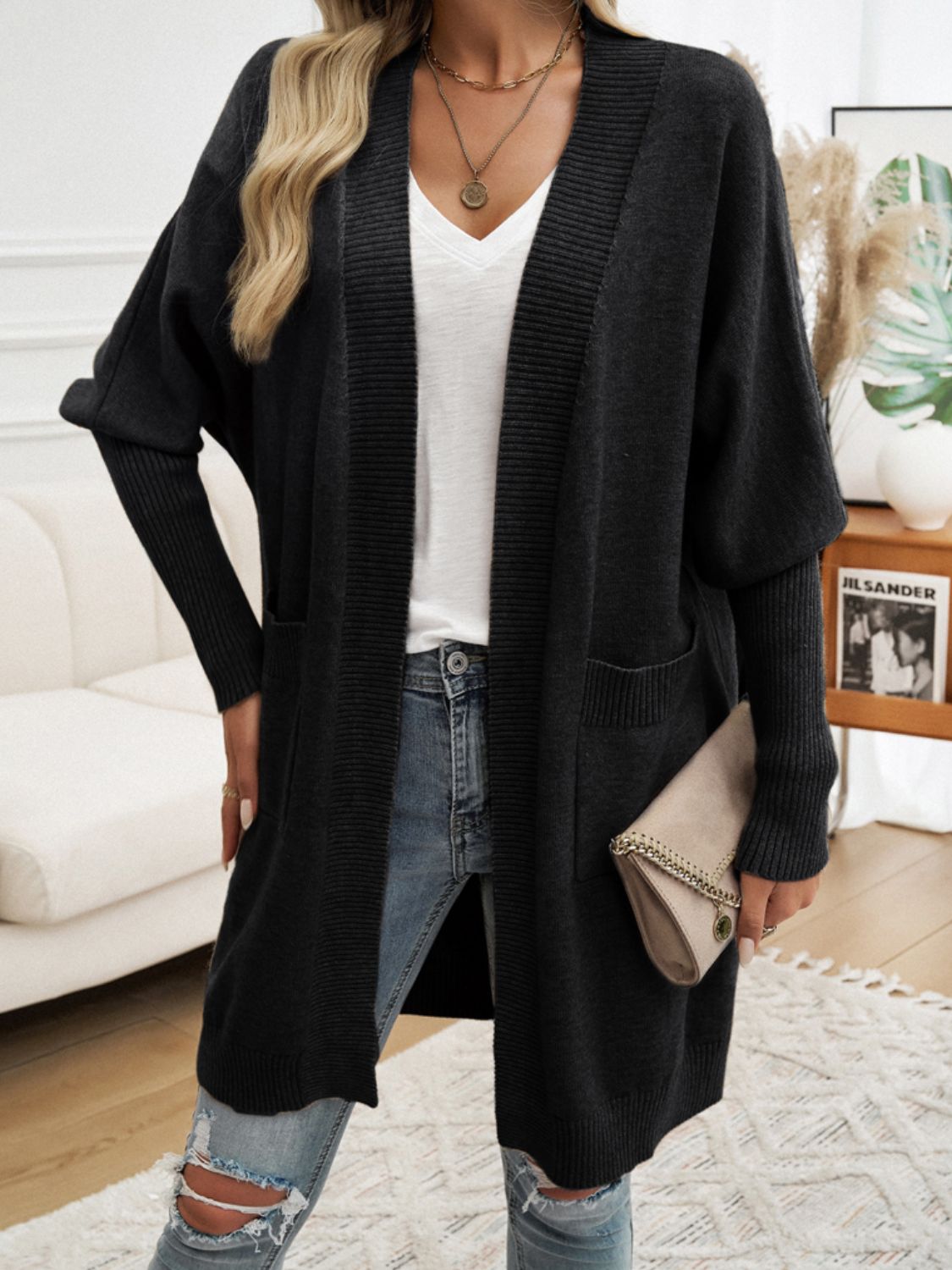 Atreoo – Devine Open Front Long Sleeve Cardigan