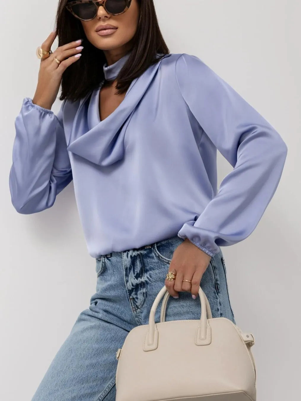 Atreoo – Cowl Neck Long Sleeve Blouse